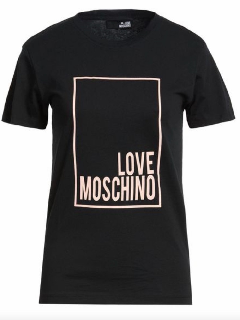 Love Moschino Black T‑Shirt with Pink Box Logo size 46